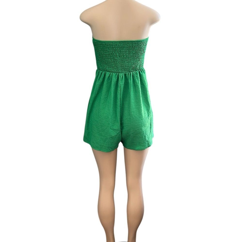 Green Strapless Tube Front Bow Short Romper Size 4 Small New! - Picture 5 of 7